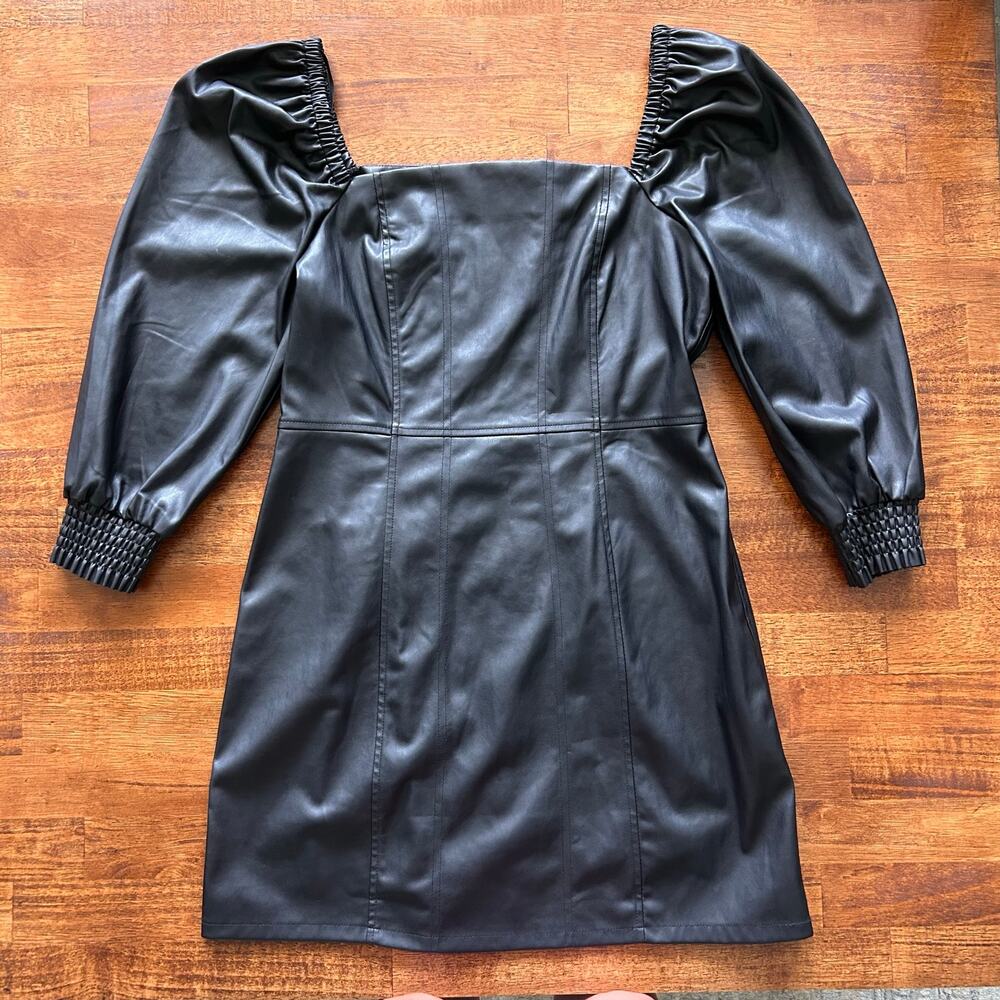 Seven for All Mankind Faux Leather Puff Sleeve Mini Dress – Y2K Glam,